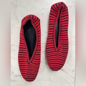 Celine Red and Black Knit Ballet Flats